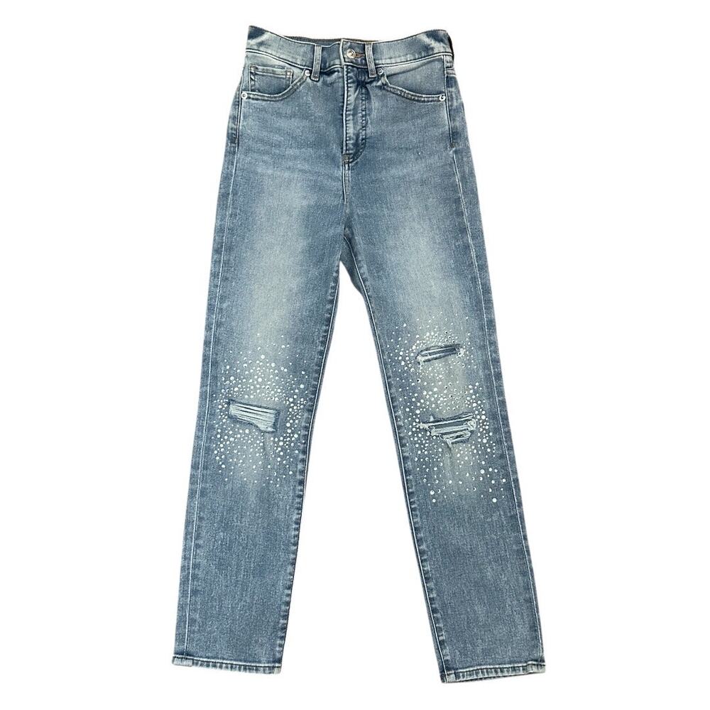 Express Slim Super High Rise Rhinestone Embellished Jeans - Size 00R